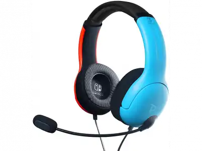 Auriculares gaming con cable - PDP LVL40, Micrófono, Para Nintendo Switch, Rojo y Azul Neón