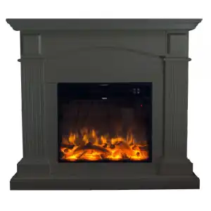 Chimenea De Pie Gris Con Quemador De 1500w Mpc Camino Cetona