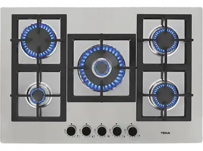 Encimera - Teka EFX 70.1 5G AL, Encastrable, 75 cm, Gas Natural/Butano, 5 Quemadores, Automatic-ignition, Plata