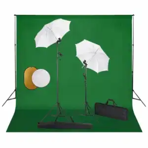 Kit Estudio Fotográfico Lámparas Sombrillas Fondo Y Reflector Vidaxl