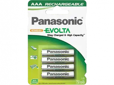 Pilas AAA - Wentronic, 750mAh, NiMH 4-BL EVOLTA, Panasonic, Níquel metal hidruro, 1.2V batería recargable