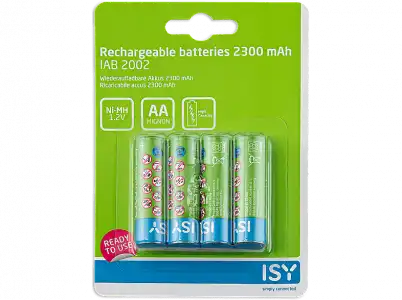 Pilas recargables - Isy IAB-2002, 4 pilas AA 2300 mAh