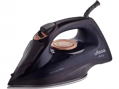 Plancha de vapor - Ufesa PV1100C Daily, 2400 W, 0.28 l, 120 g/min, Sistema antigoteo, Negro