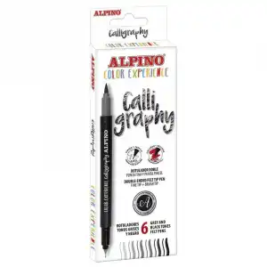 Alpino Caligraphy Rotuladores Doble Punta 6 Unidades Negro/Gris