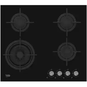 Beko Mesa Cristal Gas 60cm 4 Fuegos Negro - Hilw64222s