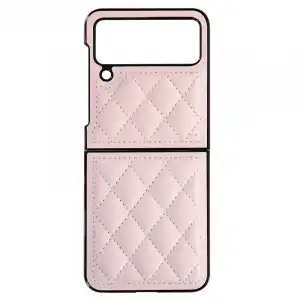 Funda Para Samsung Galaxy Z Flip 4 En Polipiel Rhombus Chic Series Rosa Claro