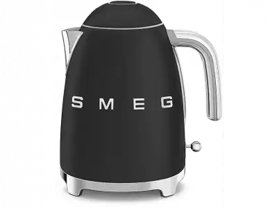 Hervidor de agua - Smeg KLF03BLMEU, 1.7 l, Retro, 2400 W, Acero inoxidable, Rotación 360º, Mate, Negro