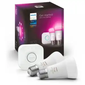 Philips Hue White and Color Ambiance Pack 2 Bombillas LED Inteligentes E27 9W RGB + Hue Bridge