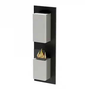 Purline Eolo Biochimenea Mural Vertical con Frontal en Acero Inoxidable