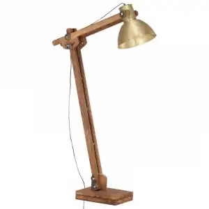 VidaXL Lámpara de Pie Madera Maciza E27 Mango/Latón