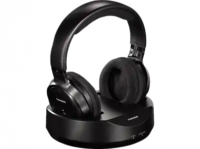 Auriculares inalámbricos - Thomson WHP3001, De diadema, Para TV, Radiofrecuencia, Autonomía 8h, Negro + Base