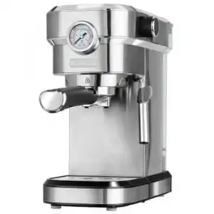 Cafetera Expresso Manual 20 Bares 1,2 L, Brazo Doble Salida, Espumador Leche, Calientatazas Plata 1350w Mpm Mkw-08m