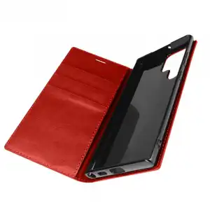 Funda Samsung Galaxy S22 Ultra Piel Tarjetero Soporte Vídeo - Rojo