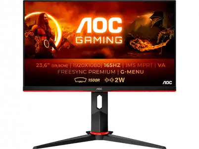 Monitor gaming - AOC C24G2AE/BK, 24" FHD, 1 ms, 165 Hz, FreeSync™ Premium, Low Blue Light, Curvo 1500R, Negro