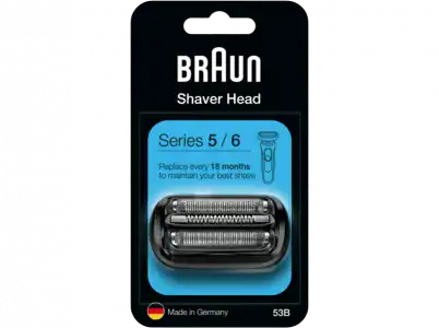 Recambio para afeitadora - Braun 53B, Compatible con Series 5 y 6, Negro