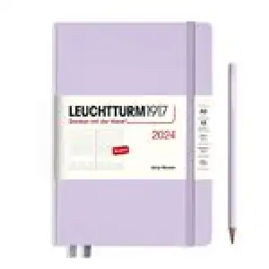 Agenda anual 2024 Leuchtturm 1917 A5 día por página tapa dura Lilac