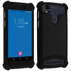 Avizar Funda Silicona Efecto Cuero Negra para Smartphones 4.3" a 4.7"