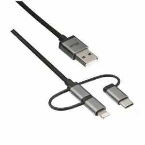 Cable Trust Urban Micro USB, USB-C y Lightning Negro 1 m