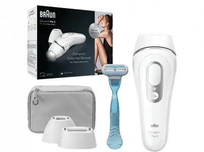 Depiladora IPL - Braun Silk Expert Pro 3 PL3121, 2 modos, Depilación permanente, Tecnología Skin 3, Blanco