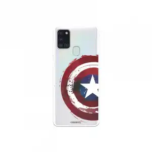 Funda Oficial de Marvel Capitán América Escudo Transparente Marvel para Samsung Galaxy A21S