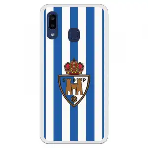 Funda Oficial Escudo S.d. Ponferradina Fondo Rayas Azules Y Blancas Para Samsung Galaxy A20e