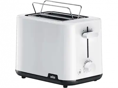 Tostadora - Braun HT1010WH, 900W, 2 rebanadas, 8 niveles, Calientabollos, Blanco