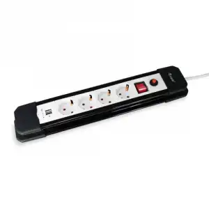 Equip Regleta de Alimentación 4 Tomas de Red con Interruptor + 2 Puertos USB Negra/Blanca