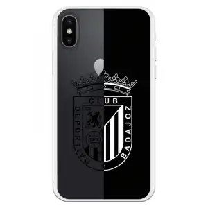 Funda Licencia Oficial Club Deportivo Badajoz Escudo Fondo Negro y Transparente para iPhone XS