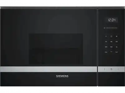 Microondas - Siemens BE525LMS0, integrable, Grill 1000 W, 20 L, Reloj electrónico programable