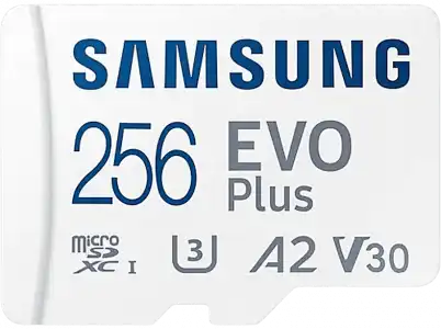 Tarjeta Micro SDXC - Samsung Evo Plus MB-MC256KA/EU, 256 GB, Clase 10, V30, UHS-I,, Lectura 130 MB/s, Blanco