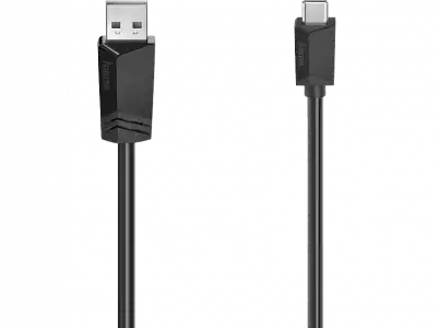 Cable USB - Hama 00200633, De conector USB-A a USB-C, 3 m, Color Negro