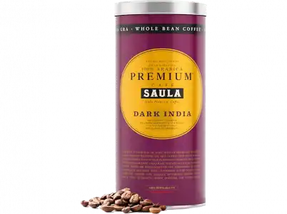 Café en grano - Saula Premium Dark India, Arábica, Chocolate negro y nuez, 500 g