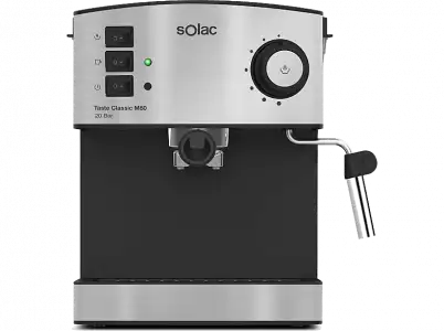 Cafetera express - SOLAC, 100% expresso, 1.6 l, 850 W, 2 cafes, cafe molido y monodosis, inox, Gris