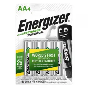 Energizer Universal Pilas Recargables 1300mAh AA HR6 4 Unidades