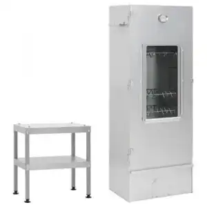 Horno Ahumador De Barbacoa Con Mesa Acero Galvanizado Vidaxl