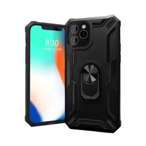 Icoveri Funda Protectora Militar Negra con Anillo y Soporte Magnético para iPhone 12 Pro Max