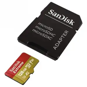 SanDisk Extreme MicroSDXC 128GB Clase 10 U3 V30 A2 UHS-I + Adaptador SD