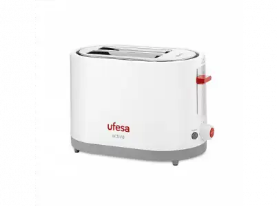 Tostadora - Ufesa TT7385, 750W, 2 Ranuras, Ranuras ajustables, 7 Niveles, Bandeja recogemigas, Blanco