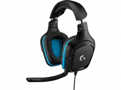 Auriculares gaming - Logitech G432, De diadema, Cable, DTS Headphone:X 2.0, Transductores 50 mm, PC/Xbox One/PS4/Nintendo Switch, Negro y Azul