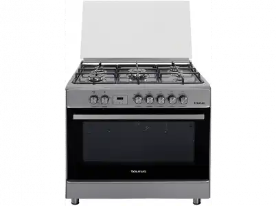 Cocina - Taurus CIGE5FIXM, 3700 W, 90 cm ancho, 5 zonas+horno, Hierro fundido, Electrica, Inox