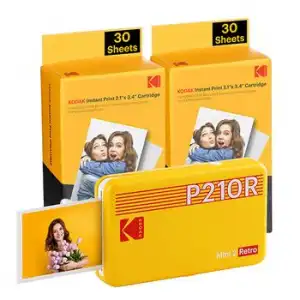 Kodak Mini 2 Retro P210rw60 Portable Instant Photo Printer Bundle 2.1x3.4 White