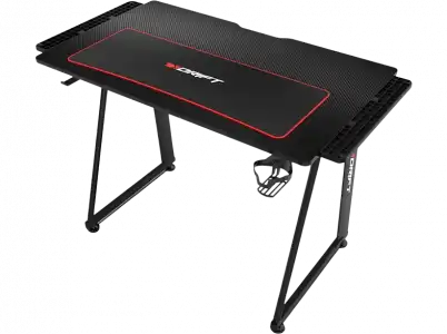 Mesa gaming - Drift DRDZ75, Acabado en fibra de carbono, Alfombrilla lavable, 113 x 60 75 cm, Negro