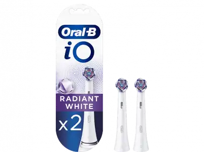 Recambio para cepillo dental - Oral-B iO Radiant White, Pack De 2 Unidades, Blanco