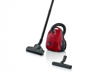 Aspirador con bolsa - Bosch BGBS2RD1H Serie 2, 600 W, 3,5 l, 80 dB, Ultra compacto, Rojo