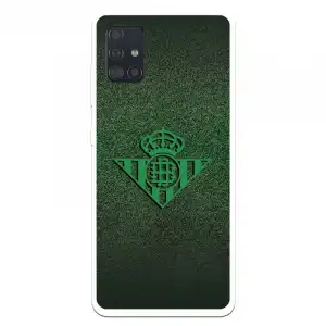 Funda Licencia Oficial Real Betis Balompié Escudo Verde Fondo Trama para Samsung Galaxy A51