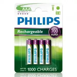 Philips Pilas Recargables 700mAh AAA HR03 Pack 4 Unidades