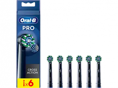 Recambio para cepillo dental - Oral-B Pro CrossAction, Cabezales De Recambio, 6 Unidades, Negro