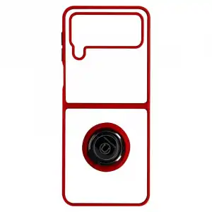 Avizar Funda Bimaterial Anillo Metálico Rojo para Samsung Galaxy Z Flip 4