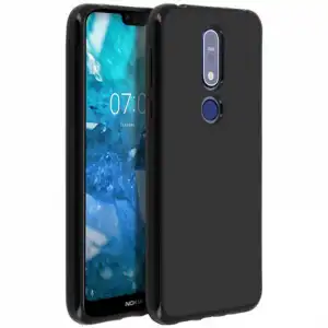 Avizar Funda de Silicona Negra para Nokia 7.1