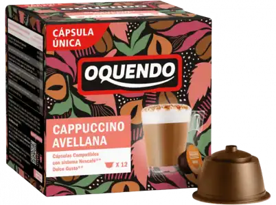 Cápsulas monodosis - Oquendo Cappuccino Avellana, 12 Cápsulas, Con sabor a avellana